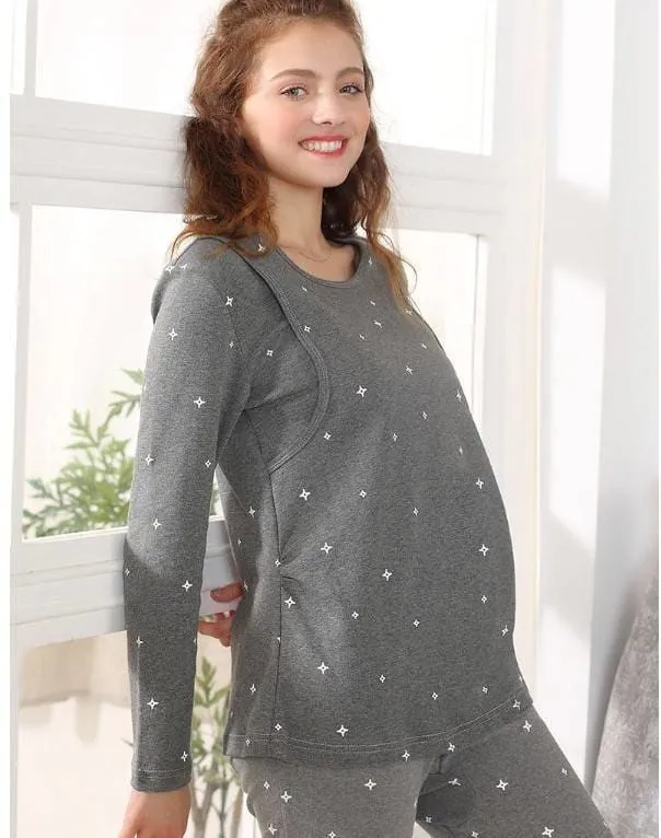 Women's Star Pattern Maternity Pajama Set