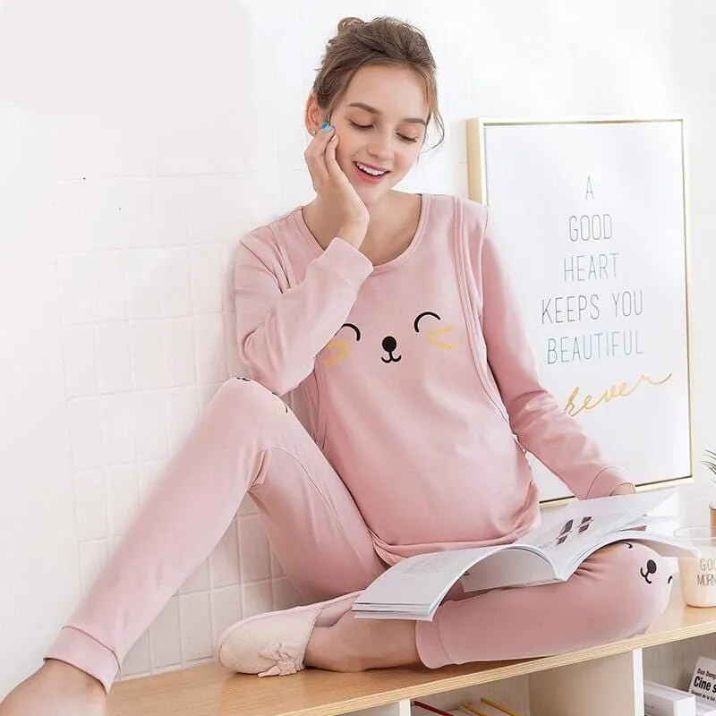 Women's Star Pattern Maternity Pajama Set
