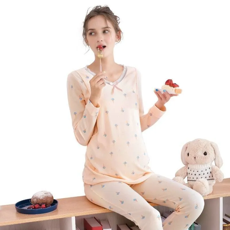 Women's Star Pattern Maternity Pajama Set