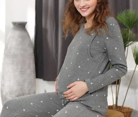 Women's Star Pattern Maternity Pajama Set