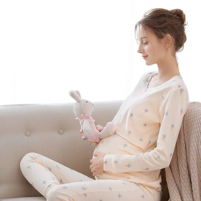 Women's Star Pattern Maternity Pajama Set