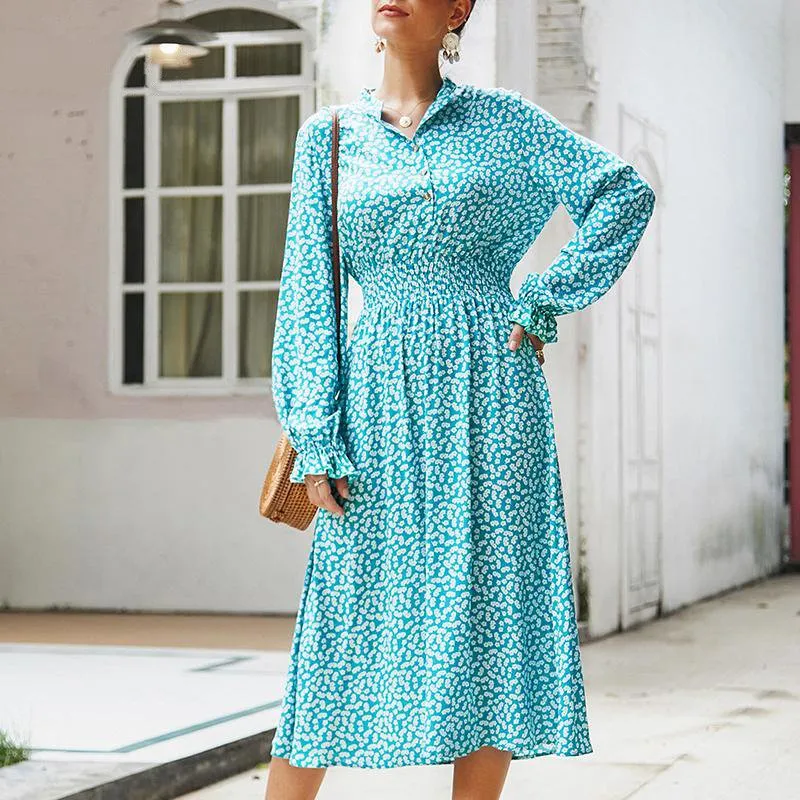 Women's Summer Casual A-Line Long-Sleeved Maxi Dress