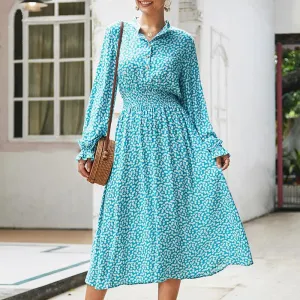 Women's Summer Casual A-Line Long-Sleeved Maxi Dress
