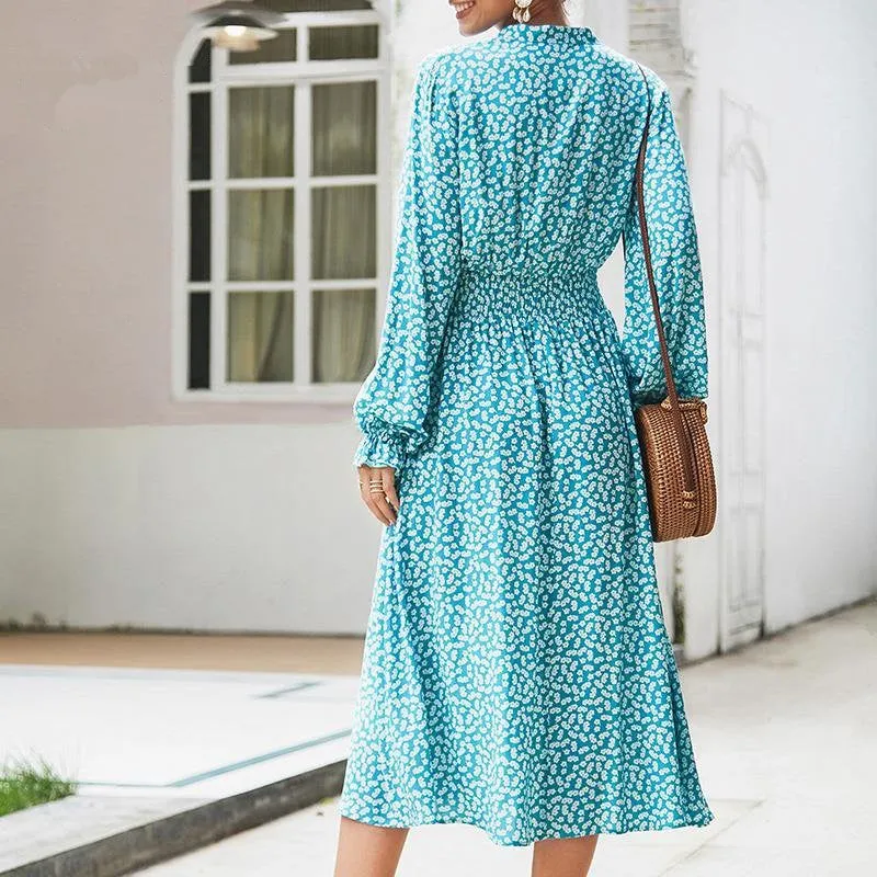 Women's Summer Casual A-Line Long-Sleeved Maxi Dress