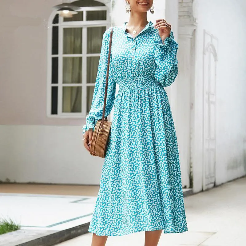 Women's Summer Casual A-Line Long-Sleeved Maxi Dress