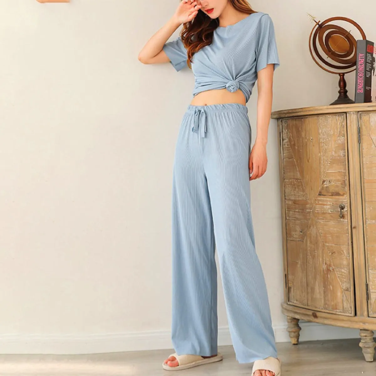 Women's Summer Cool Ice Silk Loose Pajama Homewear-SP205