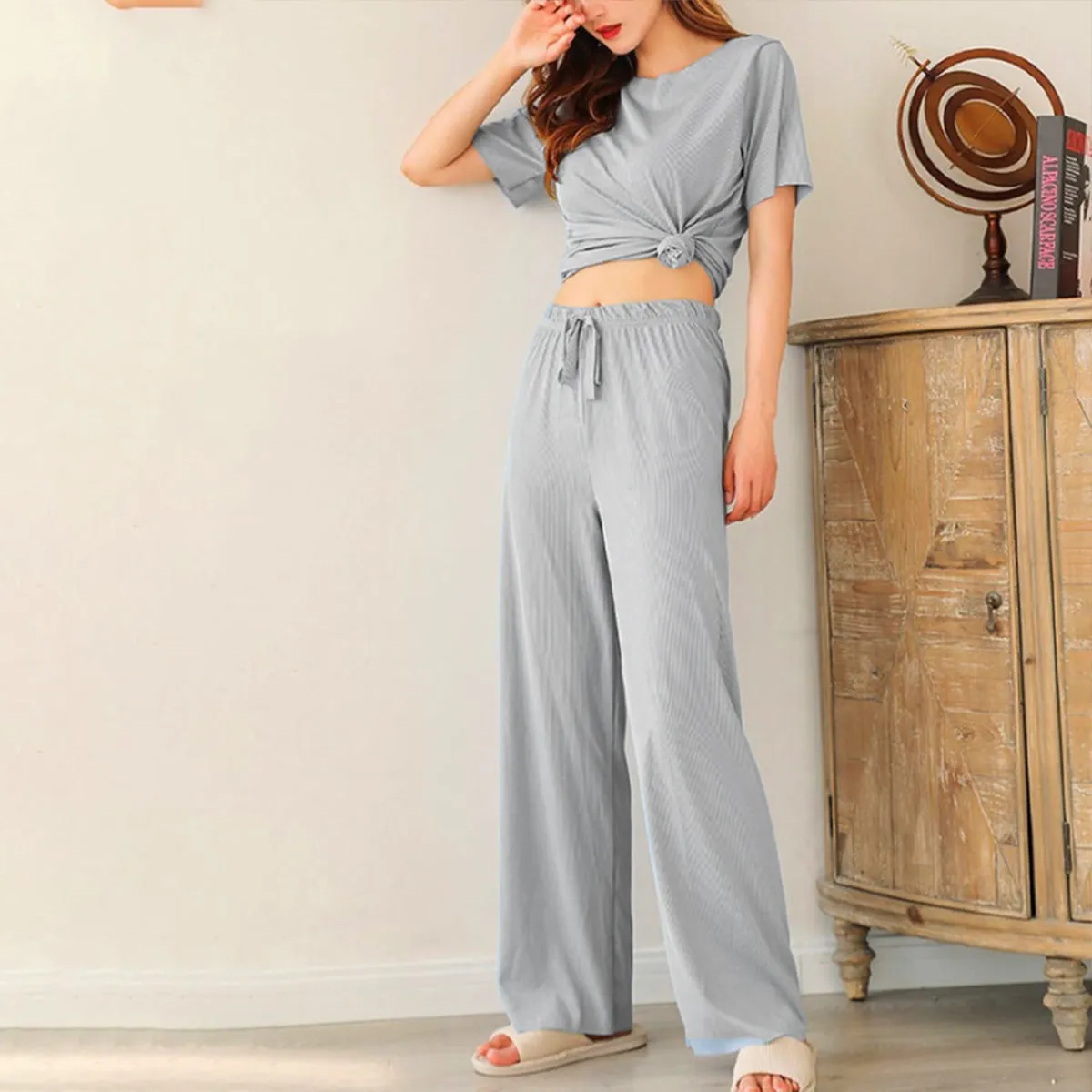 Women's Summer Cool Ice Silk Loose Pajama Homewear-SP205