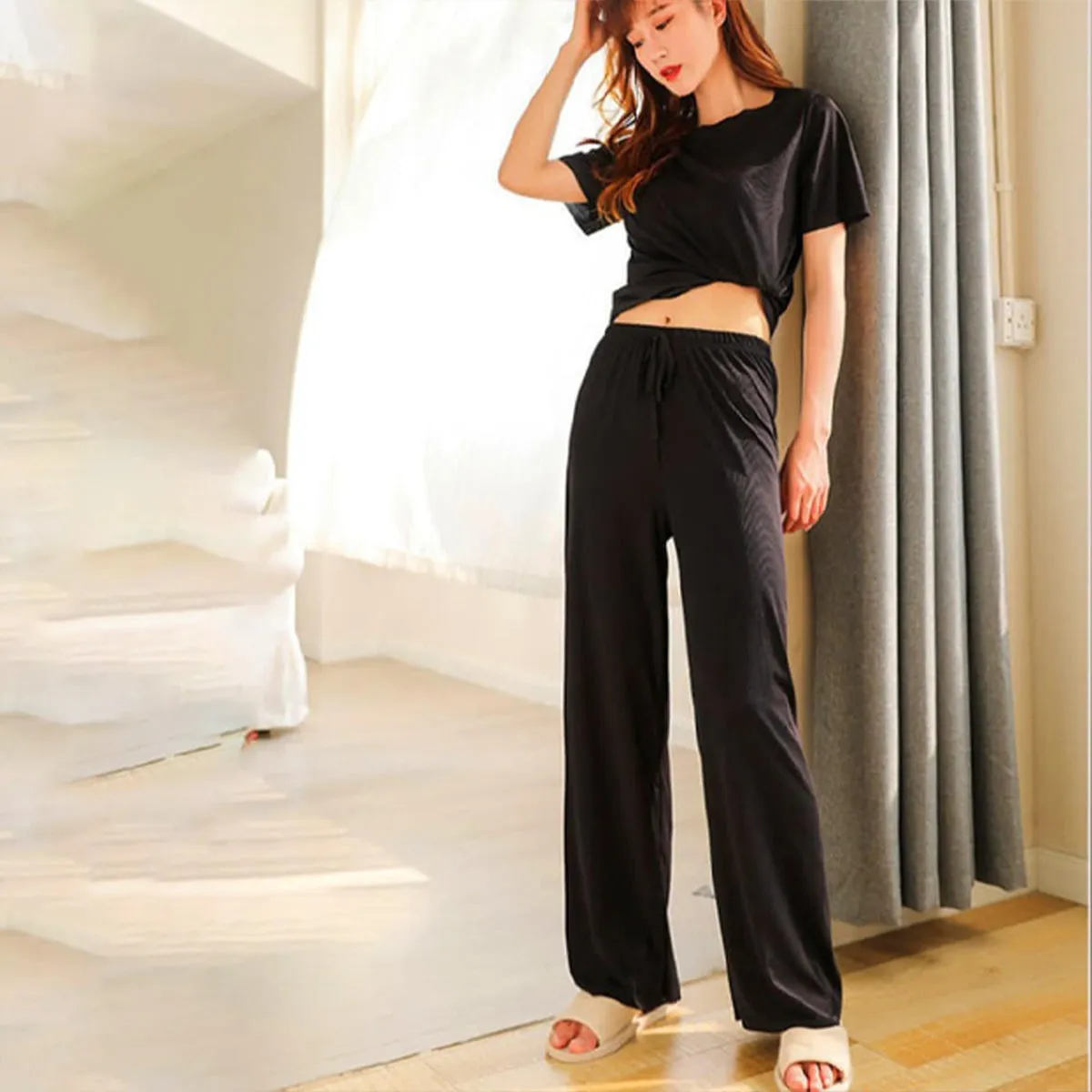 Women's Summer Cool Ice Silk Loose Pajama Homewear-SP205