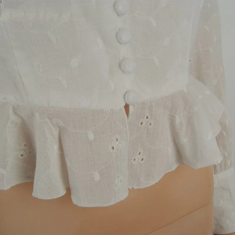 Women's Summer Long Sleeve Blouse With Square Neck