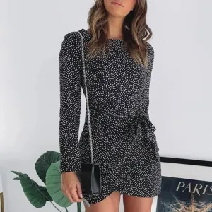 Women's Summer O-Neck Ruffled Long-Sleeved Mini Dress