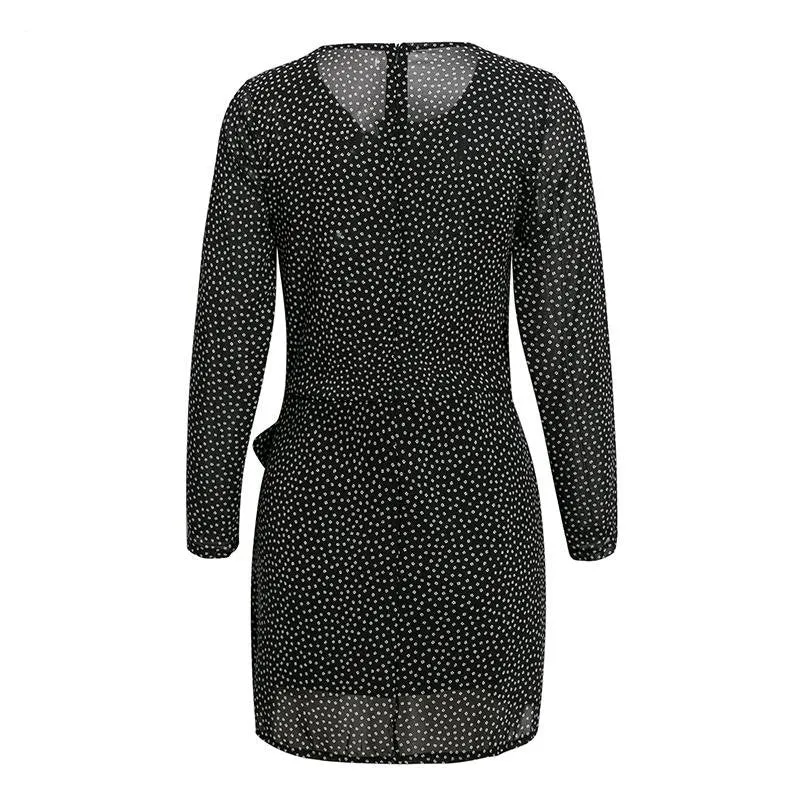 Women's Summer O-Neck Ruffled Long-Sleeved Mini Dress