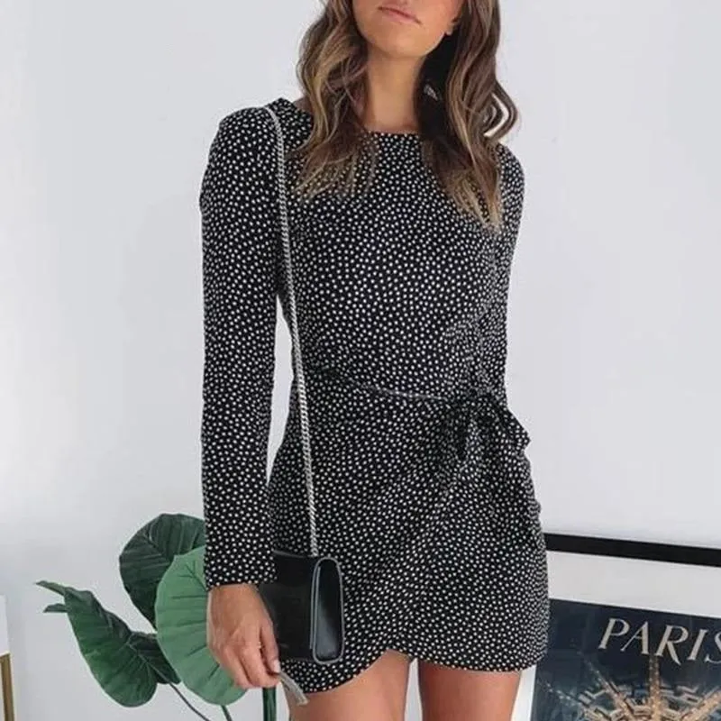 Women's Summer O-Neck Ruffled Long-Sleeved Mini Dress