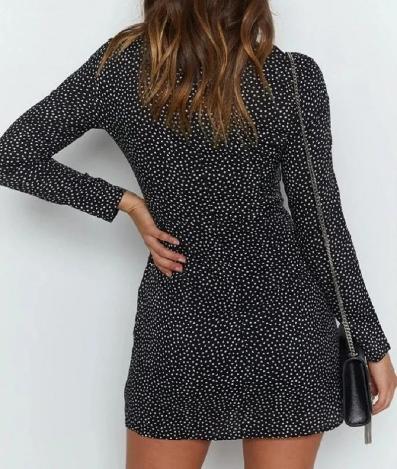 Women's Summer O-Neck Ruffled Long-Sleeved Mini Dress