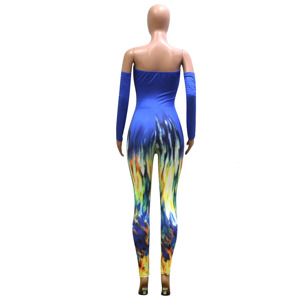 Women's Summer Polyester Off-Shoulder Jumpsuit With Print