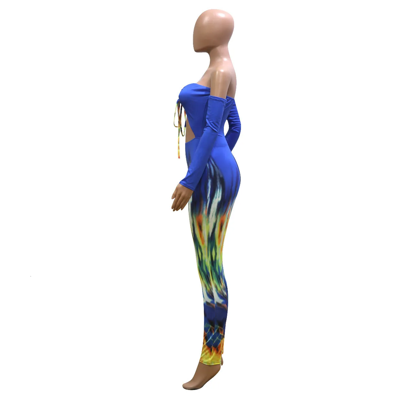Women's Summer Polyester Off-Shoulder Jumpsuit With Print