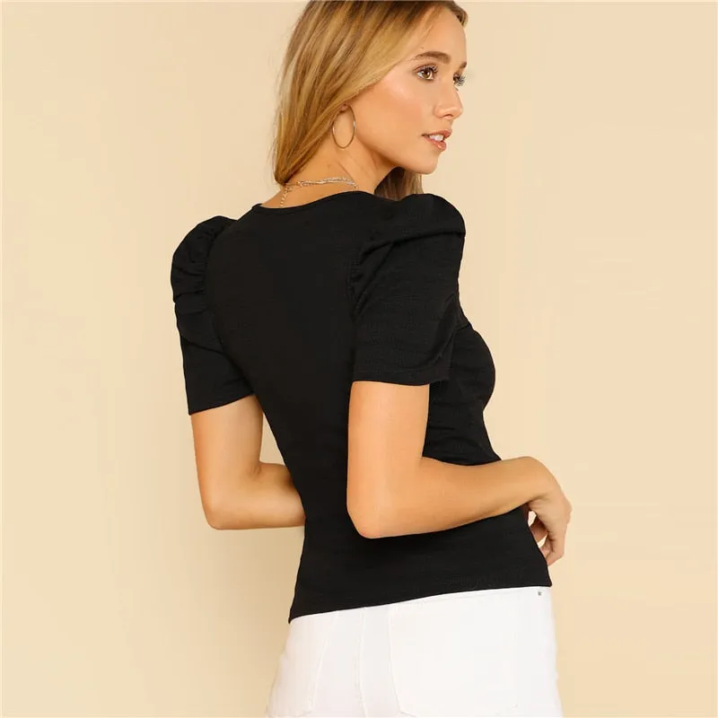 Women's Summer Short Sleeved Stretchy Top