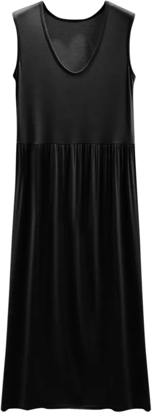 Women's Summer Sleeveless Nightgown Loose Crew Neck Pleated Sleepshirts Comfy Soft Modal Sleepwear Nightdress