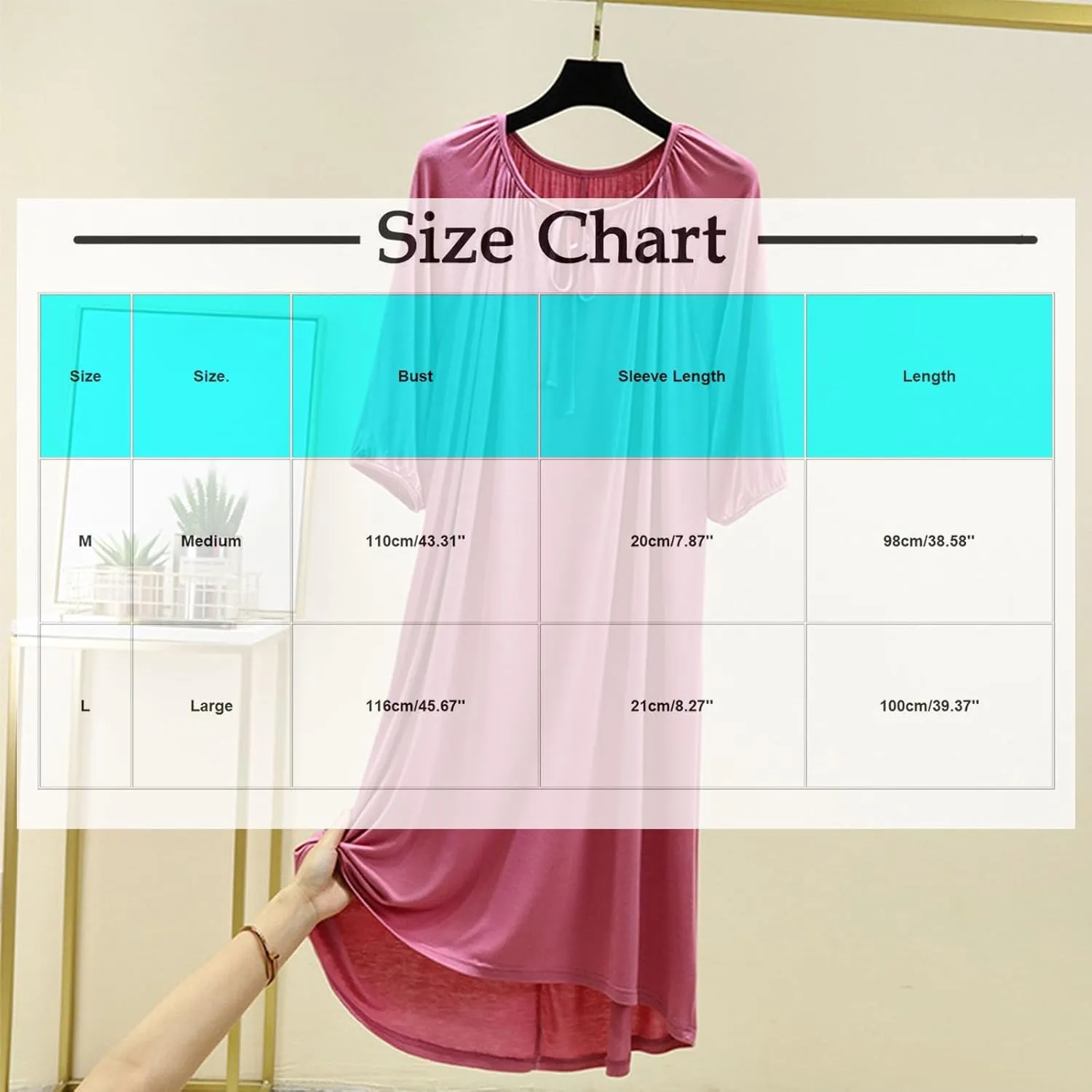 Women's Summer Soft Modal Nightgown Laceup Front Loose Crew Neck Pleated Sleepshirts Half Sleeve Comfy Sleepwear Nightdress