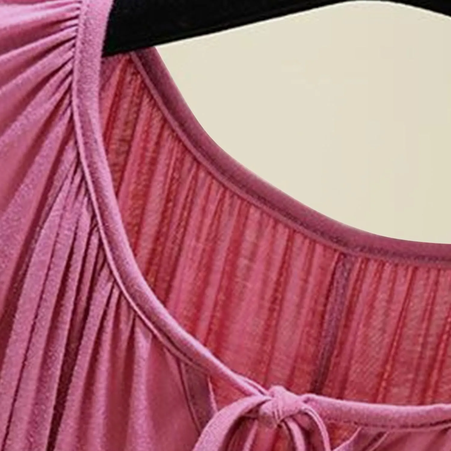 Women's Summer Soft Modal Nightgown Laceup Front Loose Crew Neck Pleated Sleepshirts Half Sleeve Comfy Sleepwear Nightdress
