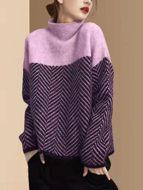 Women's Thickened Polo/Turtle Neck Sweater – Loose-Fit Slimming Style for Fall/Winter 2025, Warm Base Layer Top, New Arrival Korea