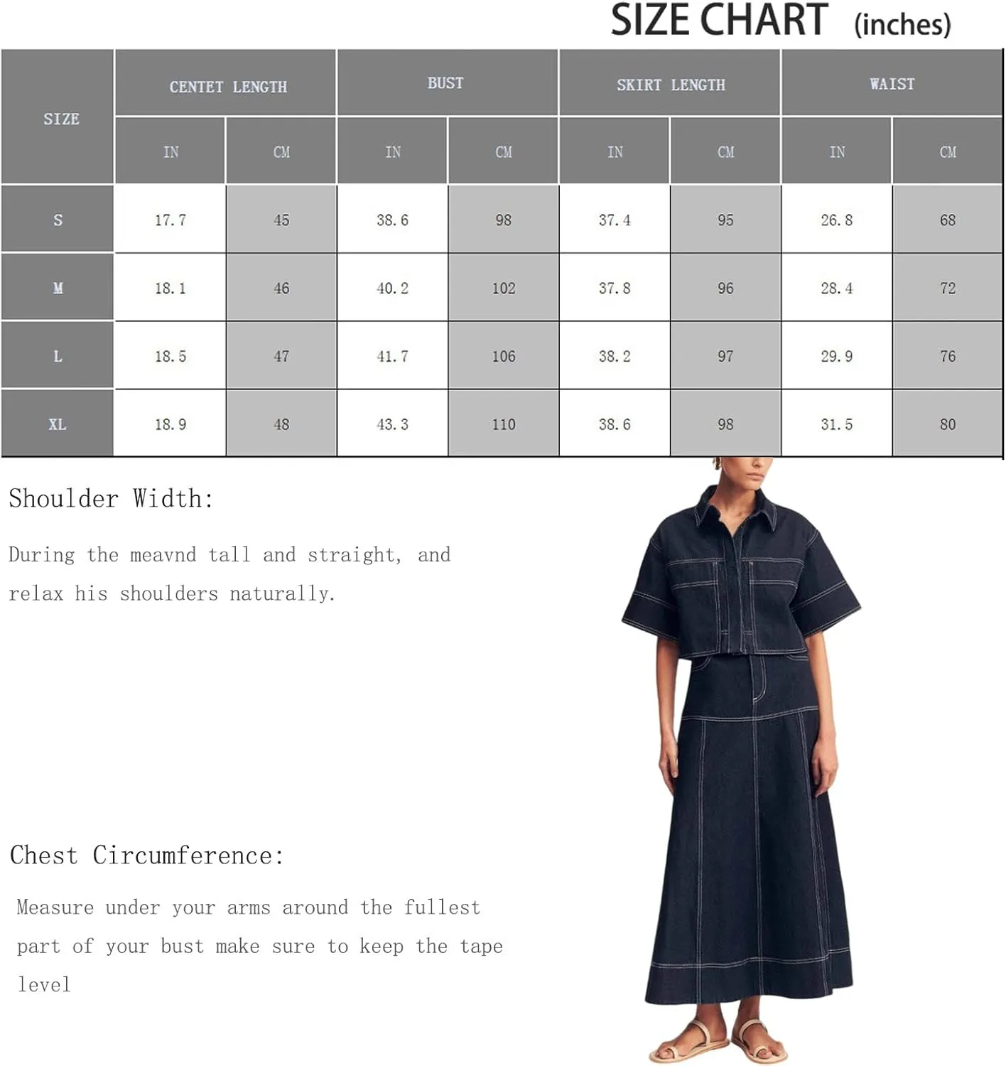 Women's two-piece casual top and skirt button up party short sleeved shirt denim skirt set