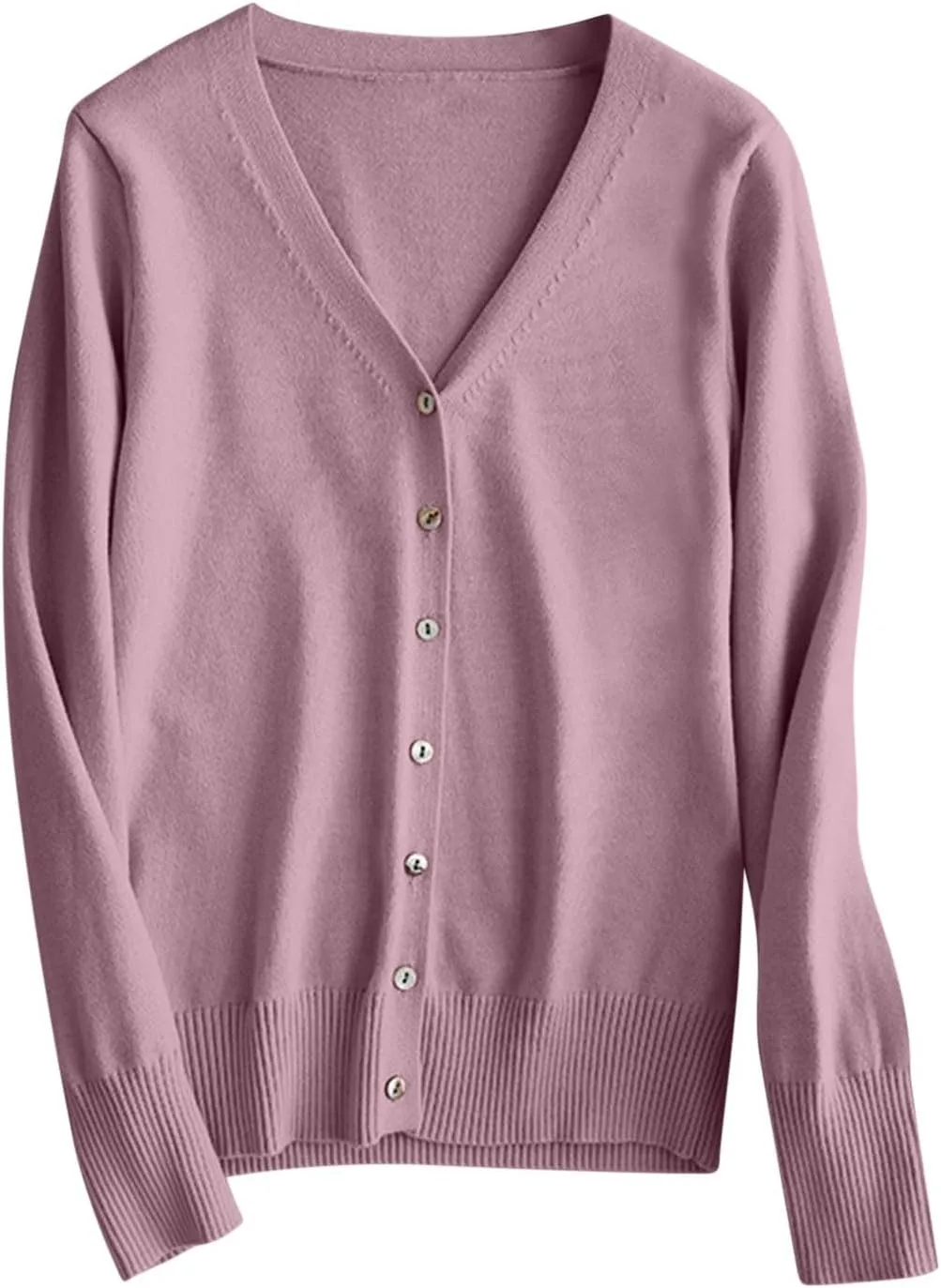 Women's V Neck Button Down Knitwear Sweaters Cardigan Classic Solid Color Casual Long Sleeve Soft Basic Knit Tops 2025