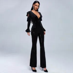 Women's V-Neck Long-Sleeve Romper