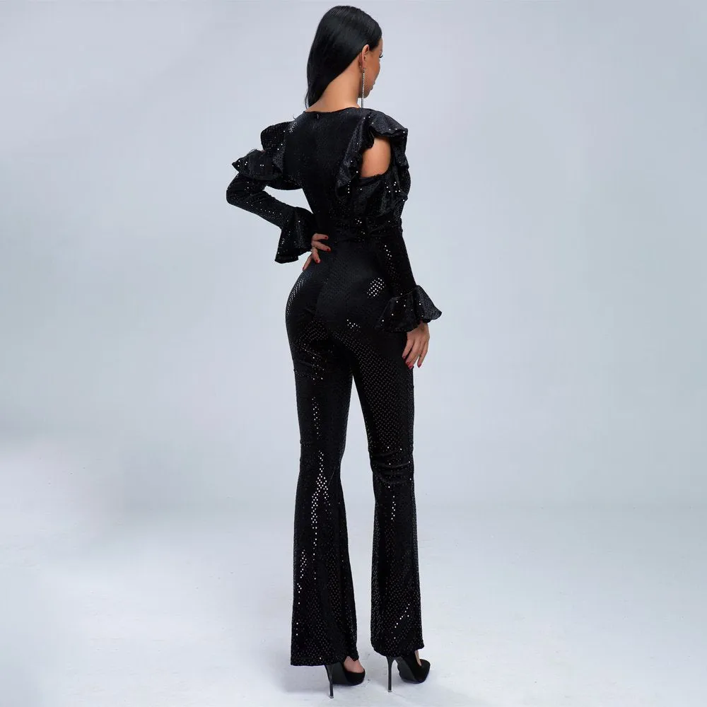Women's V-Neck Long-Sleeve Romper