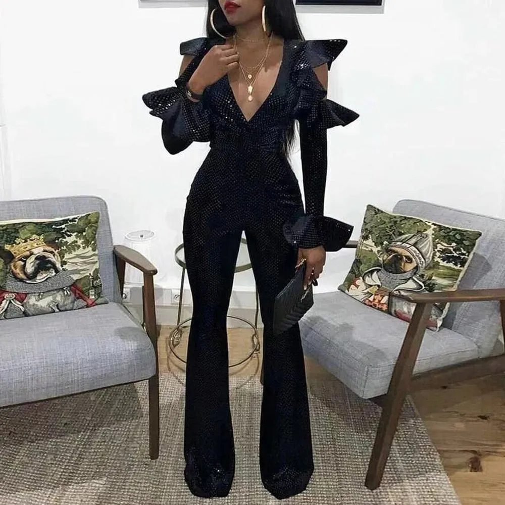 Women's V-Neck Long-Sleeve Romper