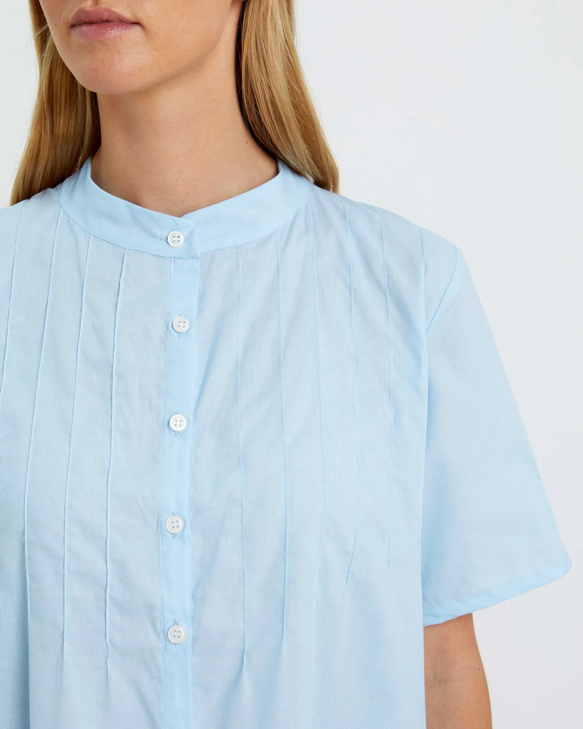 Women's Victoria Cotton Short Sleeve Nightgown - Blue