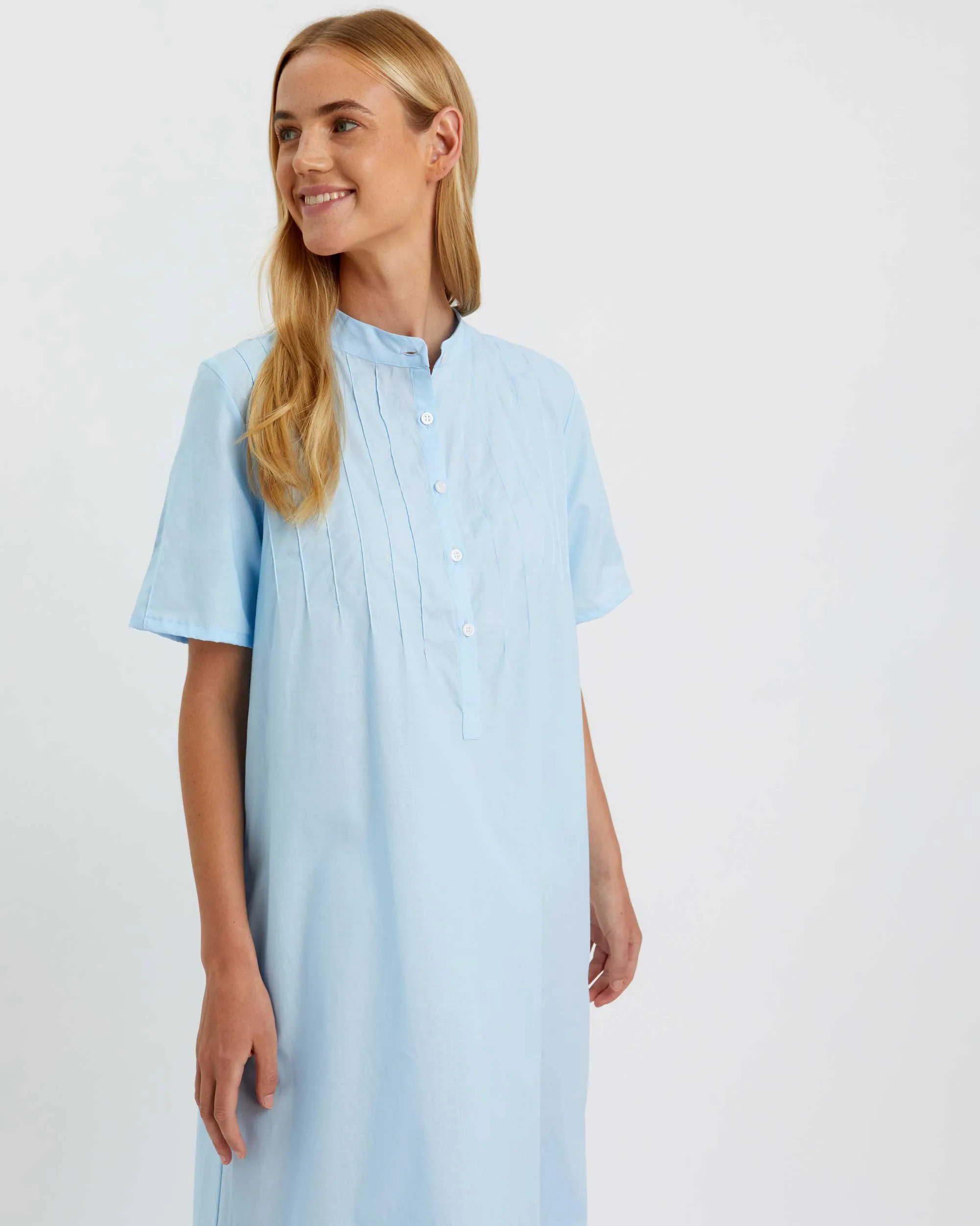 Women's Victoria Cotton Short Sleeve Nightgown - Blue