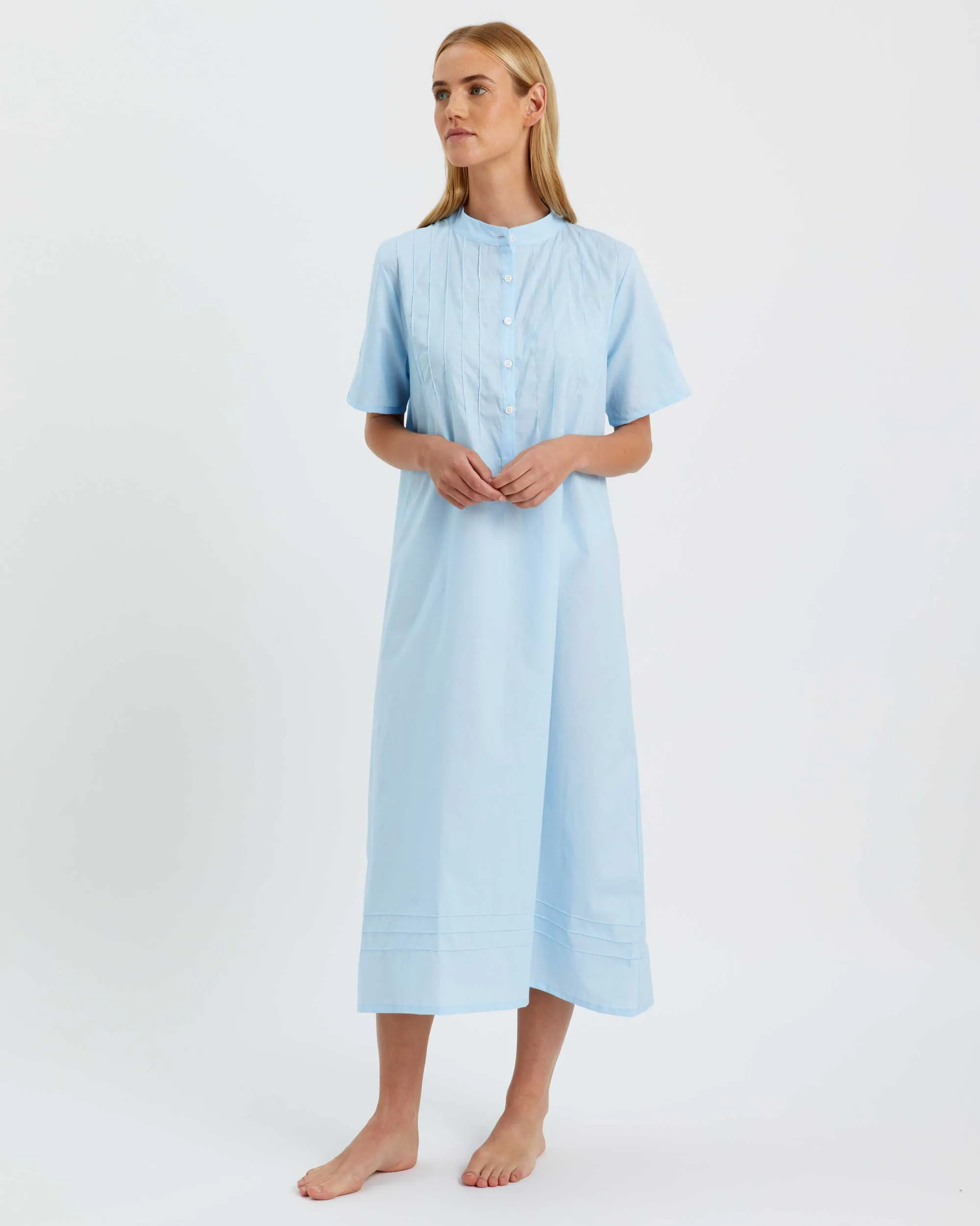 Women's Victoria Cotton Short Sleeve Nightgown - Blue