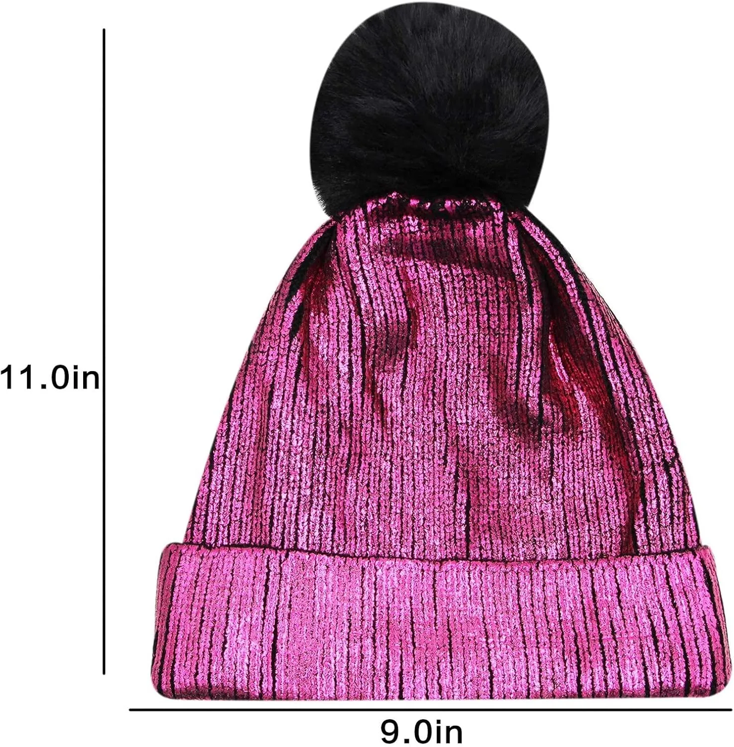 Women's Winter Beanie Cotton Lined Knit Fur Pom Skull Beanie Hat Beanie for Cold Weather