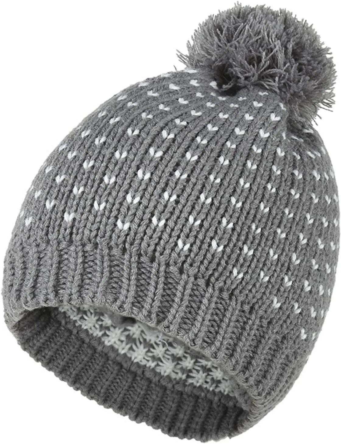 Women's Winter Beanie Fashion Knit Warm Skull Cap with Pom Pom Snow Cuff Beanie Ski Cap