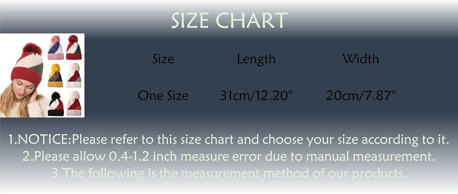 Womens Winter Beanie Hat Fashion Knit Warm Skull Cap with Pom Pom Beanie for Women