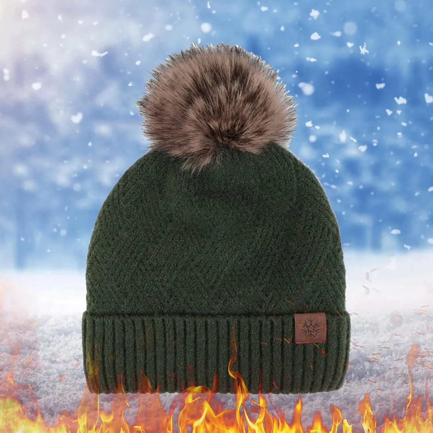 Women's Winter Beanie Hat Fashion Knit Warm Skull Cap with Pom Pom Beanie for Women