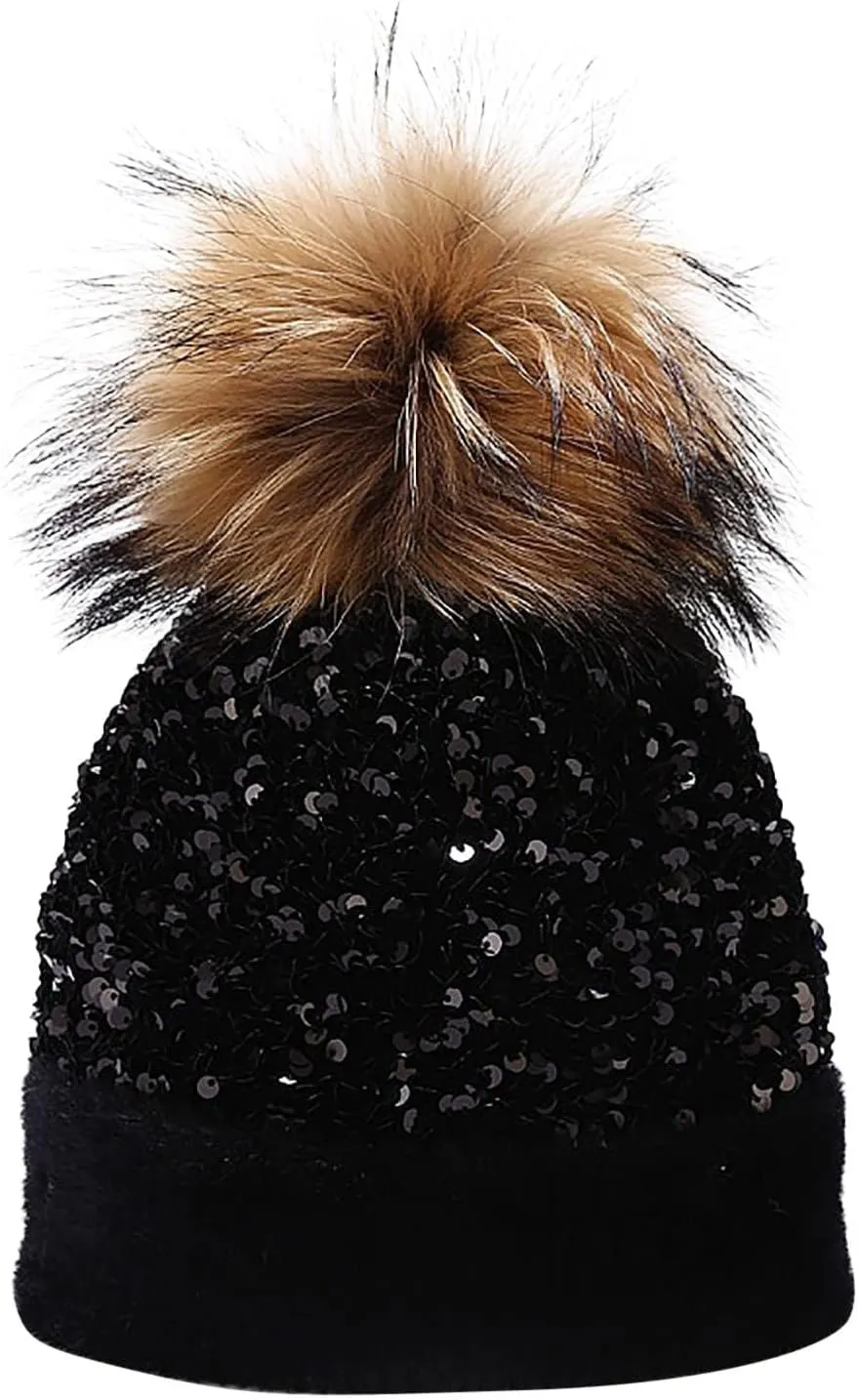 Women's Winter Beanie Hat Fashion Knit Warm Skull Cap with Pom Pom Beanie for Women