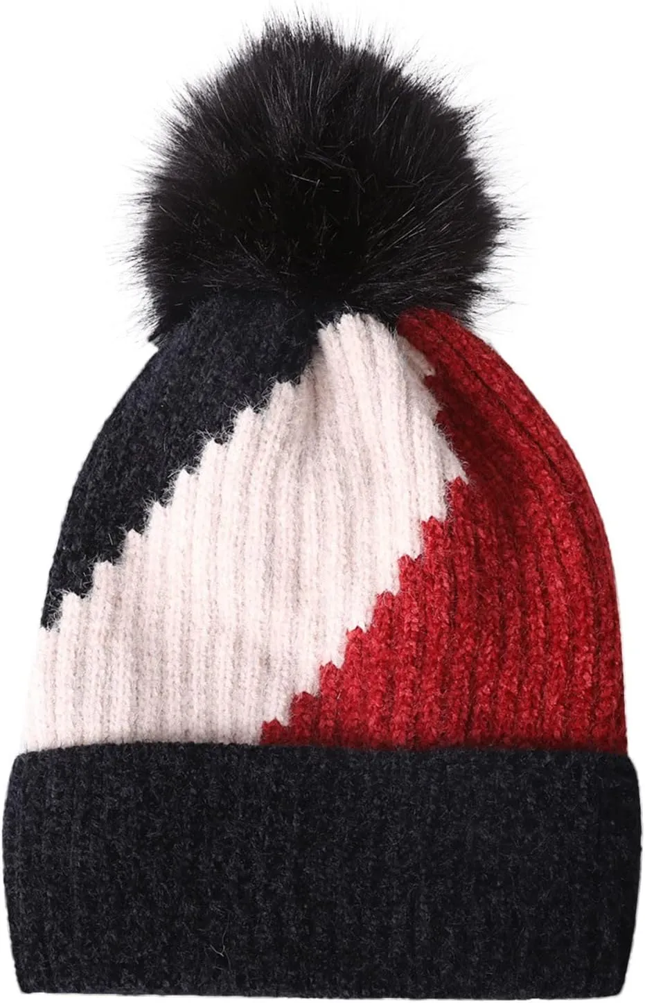 Womens Winter Beanie Hat Fashion Knit Warm Skull Cap with Pom Pom Beanie for Women