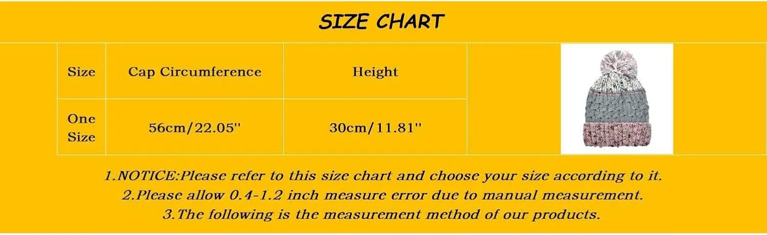 Womens Winter Beanie Hat Warm Fleece Lined Knitted Cap with Pom Pom Beanie for Women
