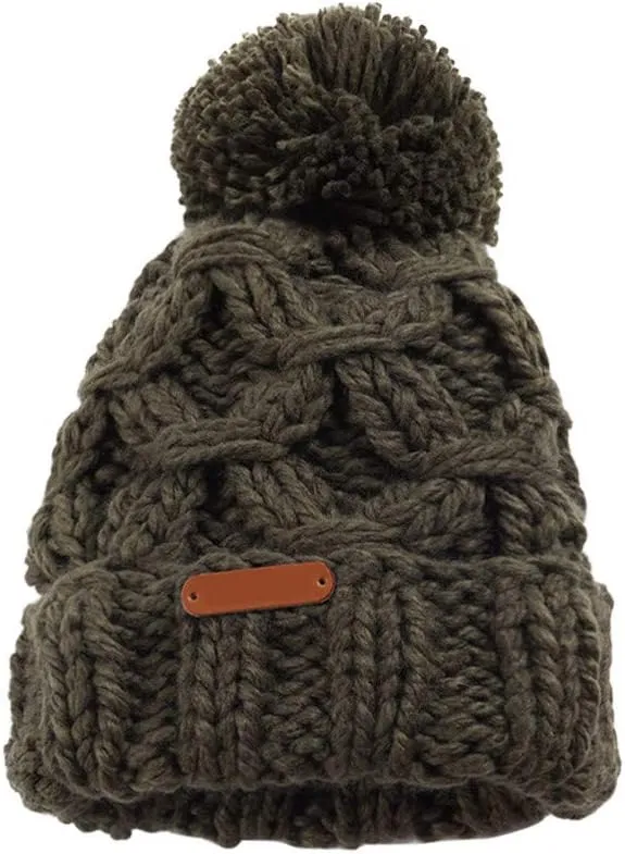 Womens Winter Beanie Hat Warm Fleece Lined Knitted Cap with Pom Pom Beanie for Women