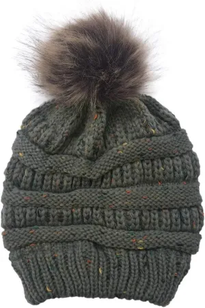 Women's Winter Beanie Warm Fleece Lined Knitted Cap with Pom Pom Beanie for Cold Weather