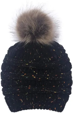 Women's Winter Beanie Warm Fleece Lined Knitted Cap with Pom Pom Beanie for Cold Weather