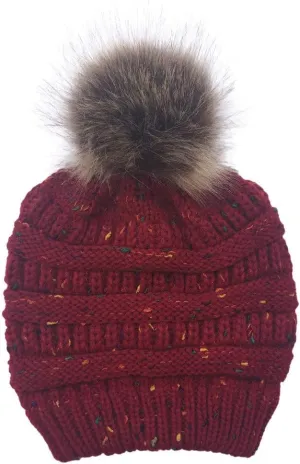 Women's Winter Beanie Warm Fleece Lined Knitted Cap with Pom Pom Beanie for Cold Weather