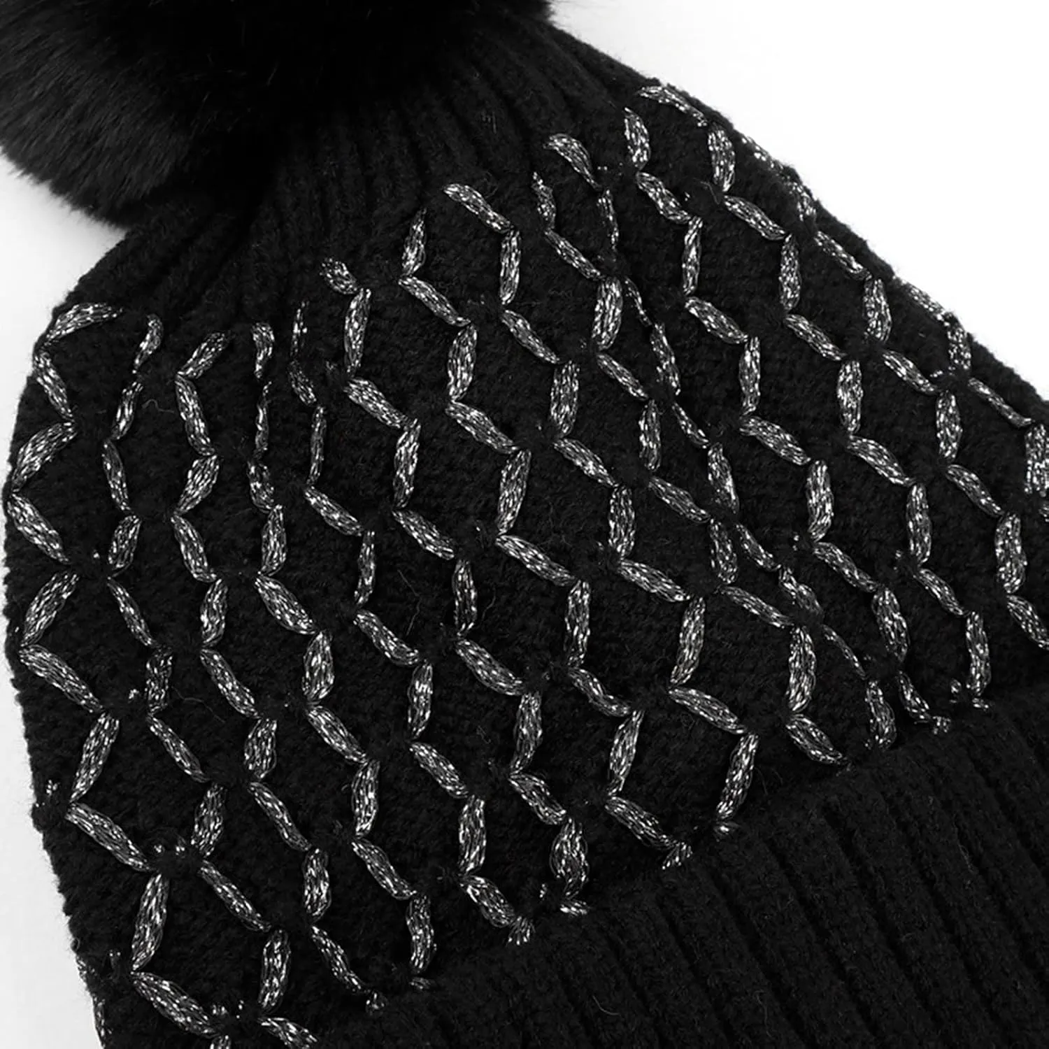 Women's Winter Beanie Warm Fleece Lined Knitted Cap with Pom Pom Beanie for Women
