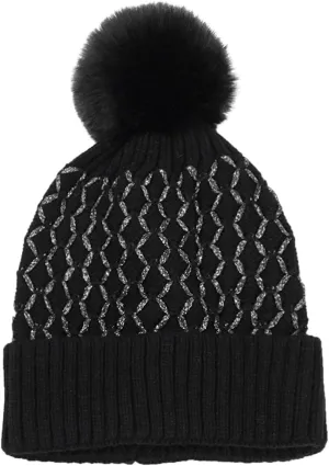Women's Winter Beanie Warm Fleece Lined Knitted Cap with Pom Pom Beanie for Women