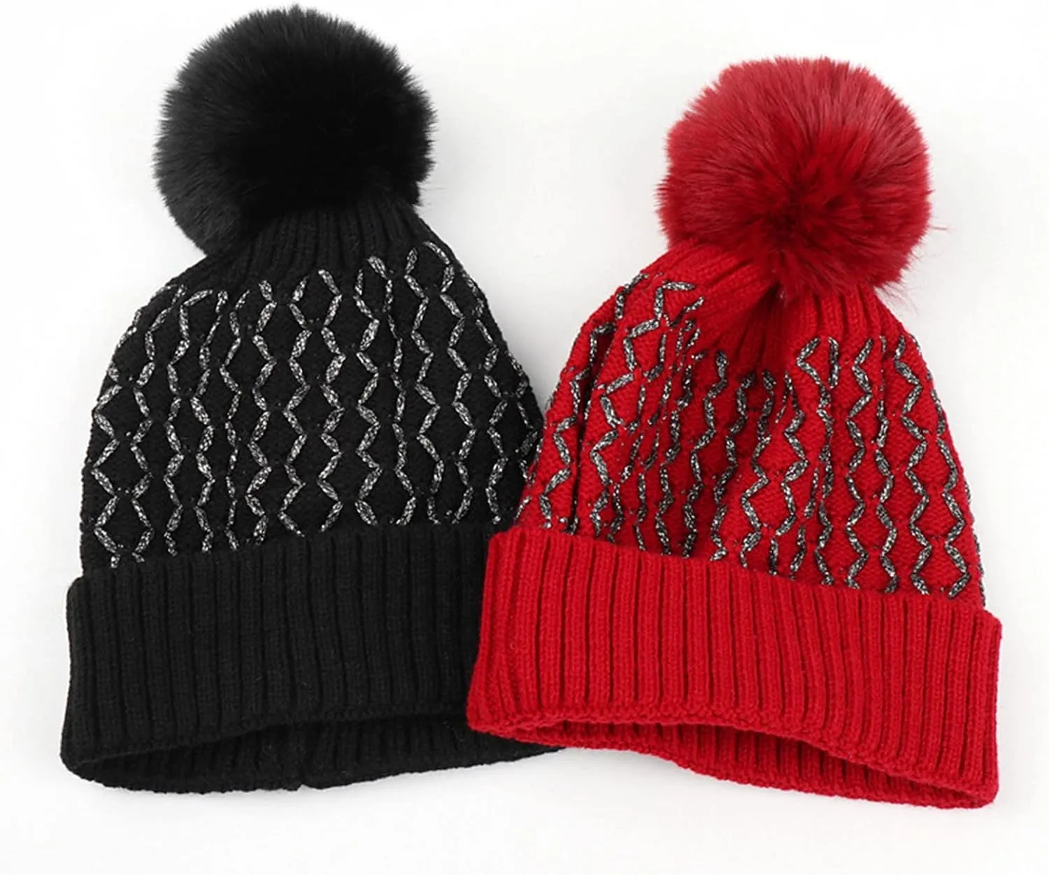 Women's Winter Beanie Warm Fleece Lined Knitted Cap with Pom Pom Beanie for Women