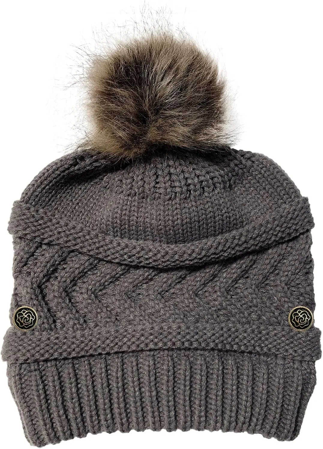 Women's Winter Beanie Warm Fleece Lined Knitted Cap with Pom Pom Beanie for Women