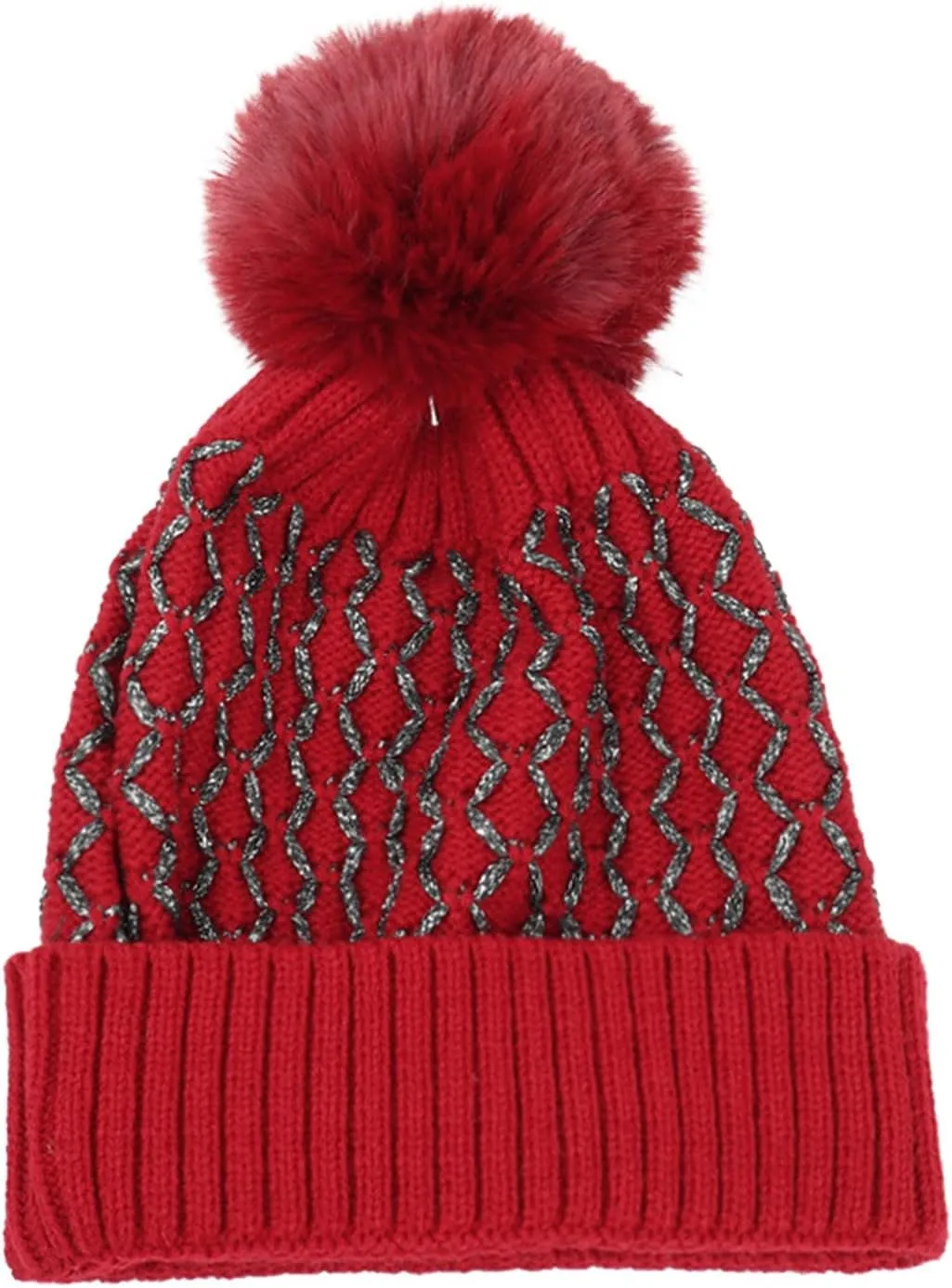Women's Winter Beanie Warm Fleece Lined Knitted Cap with Pom Pom Beanie for Women