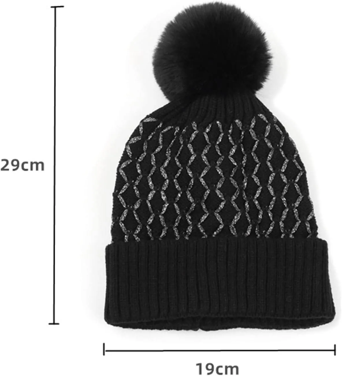 Women's Winter Beanie Warm Fleece Lined Knitted Cap with Pom Pom Beanie for Women