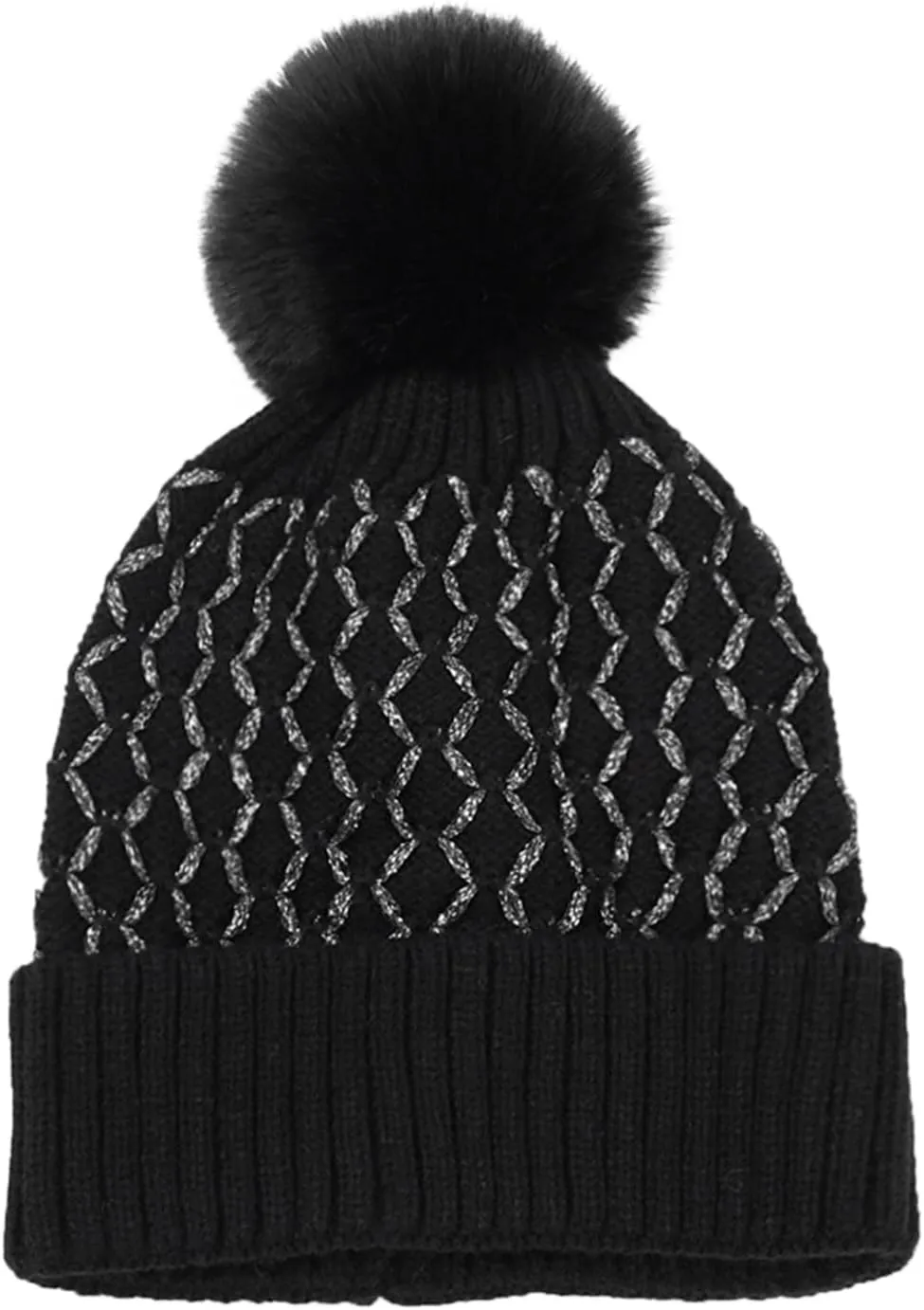 Women's Winter Beanie Warm Fleece Lined Knitted Cap with Pom Pom Beanie for Women
